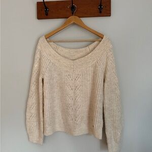 Abercrombie & Fitch Cream Textured Cable Knit Sweater – Size L